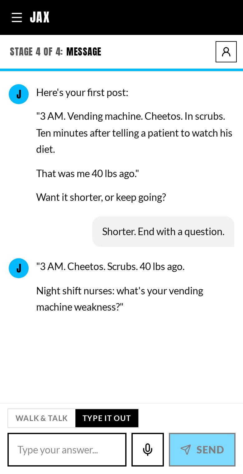 Jax Stage 4: Message on a phone