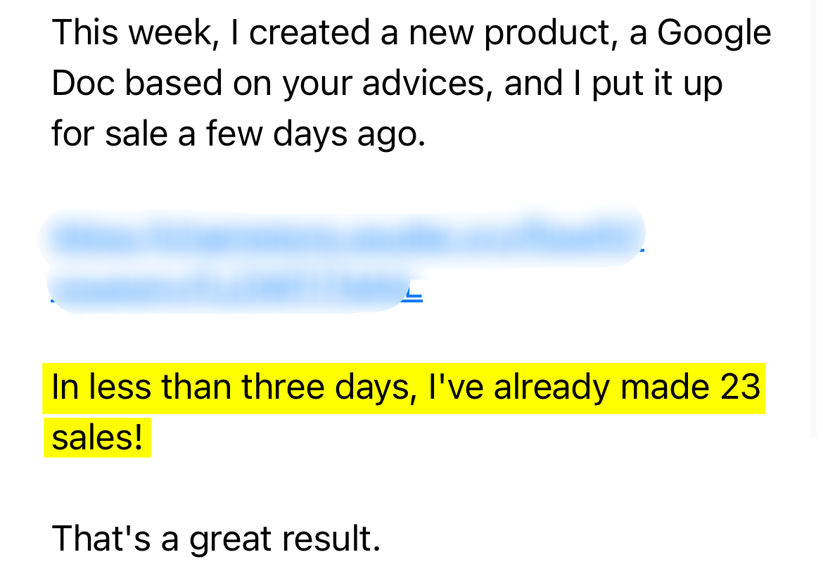 Bertrand testimonial: 23 sales in 3 days